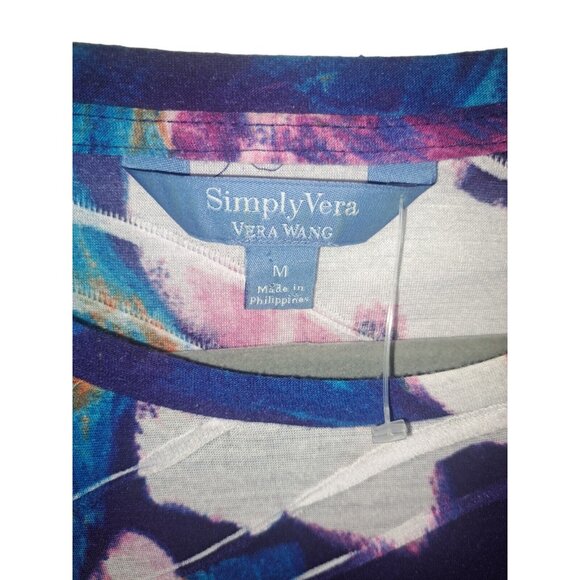 Simply Vera Vera Wang Floral Short Sleeve Tee - Purple and Pink - Picture 2 of 7